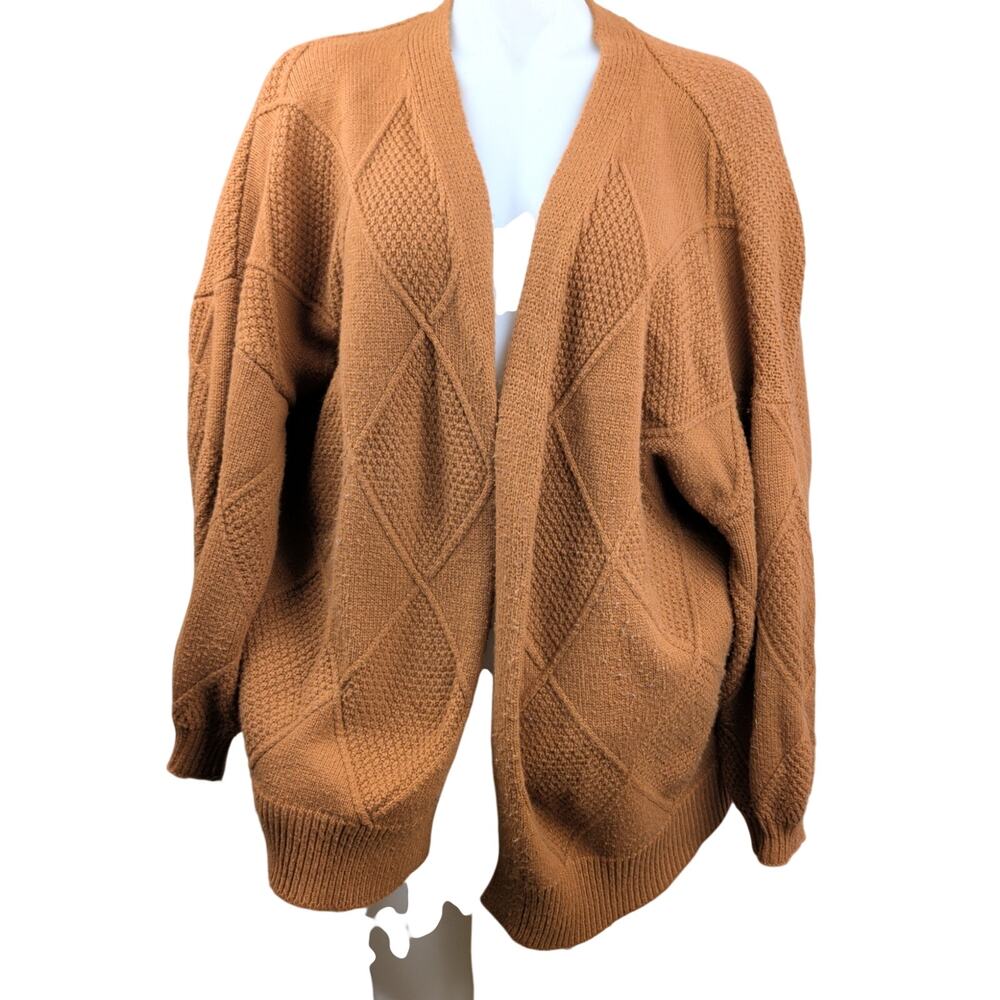 Women's Shein Chunky Knit Cardigan Plus 1XL Orange Fall Cozy Sweater